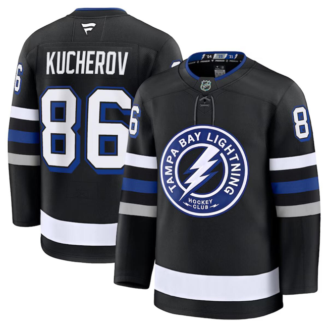 Men's Black Tampa Bay Lightning #86 Nikita Kucherov 2024-25 Alternate Stitched Hockey Jersey